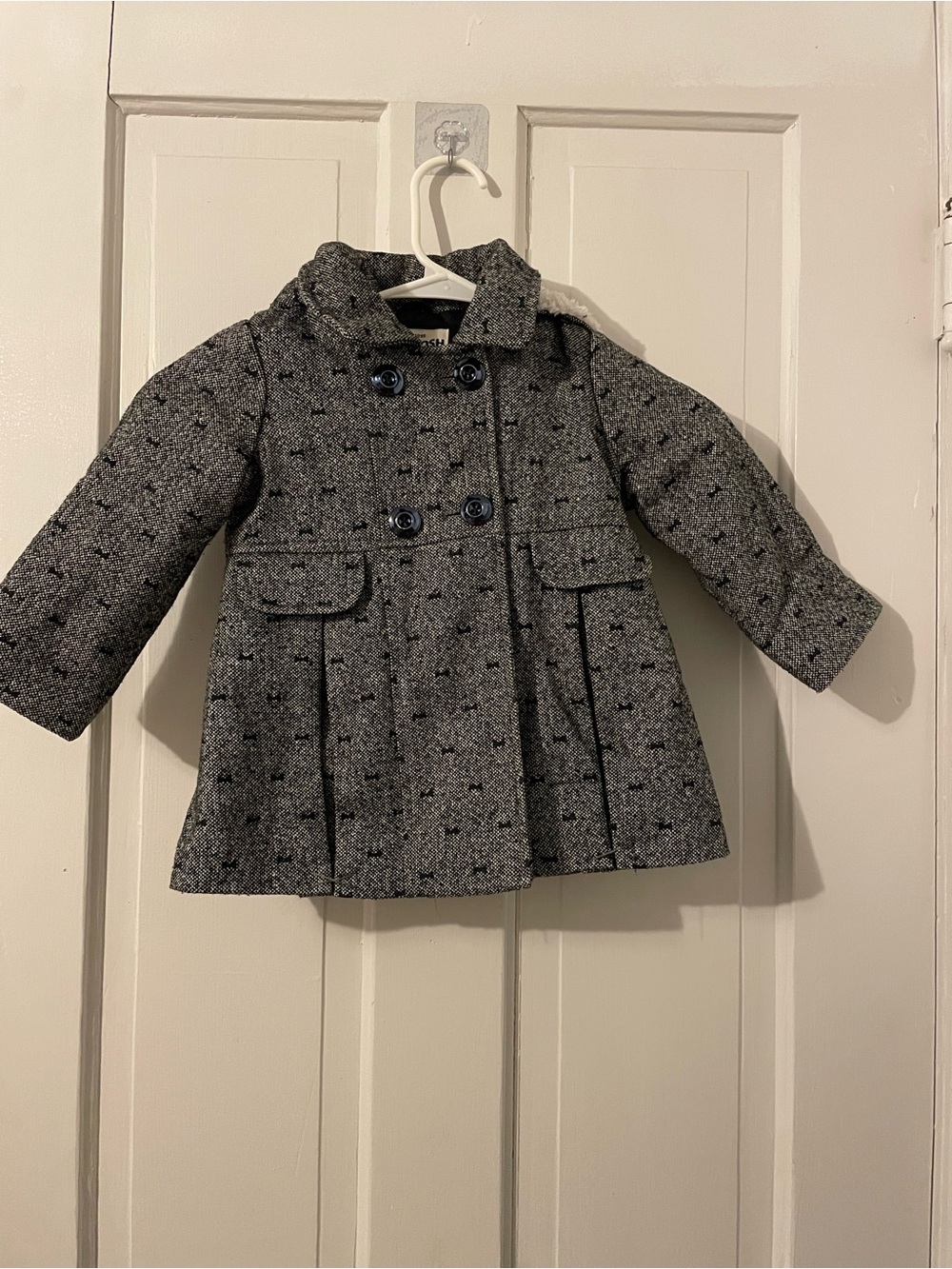 OshKosh B'gosh Girls Gray Tweed Double-Breasted Peacoat